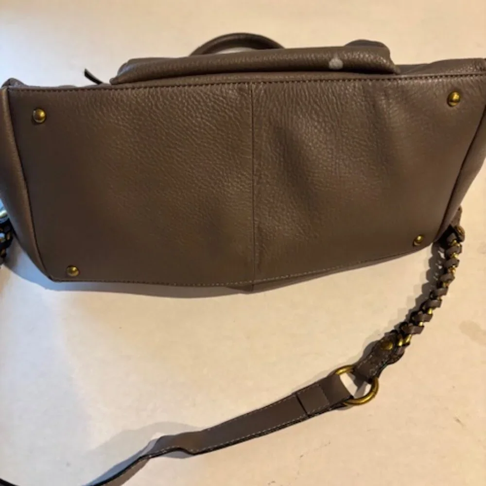 Elliott Lucca Italy Leather Grey Satchel Double Handle Detachable Shoulder Strap - Picture 6 of 7